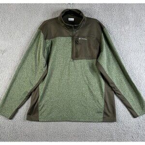 Columbia Sweatshirt Mens XL 1/4 Zip Green Pullover Long Sleeve Pocket  Spellout